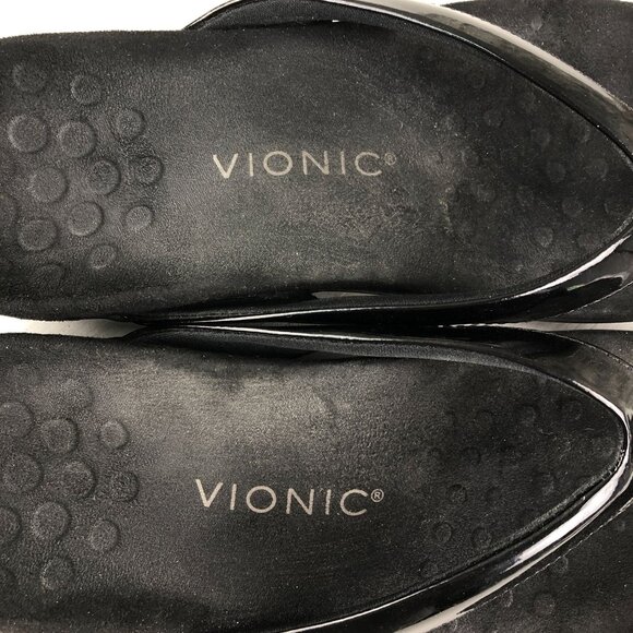 Vionic Women's Size 9 Davina Black Open Toe Supportive Slip On Flip Flops Sandal - Picture 10 of 11
